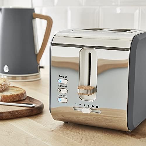 Swan Nordic Ekmek Kızartma Makinesi Simit, Waffle, Ekmek, İptal, Buz Çözme ve Simit İşlevi için Ekstra Geniş Yuvalı