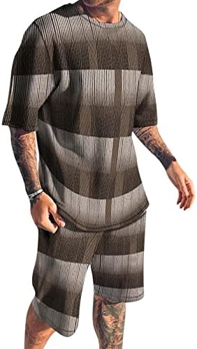 2023 Erkek Kısa Setleri 2 Parça Kıyafetler Yaz Kısa Kollu tişört ve Şort Eşofman Setleri Rahat Büyük ve Uzun Boylu