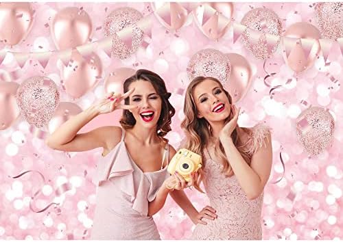 LIVUCEE Gül Altın Pembe Balon Zemin Kadınlar için Mutlu Doğum Günü Kız Bebek Duş Parti Malzemeleri Fotoğraf Arka Plan