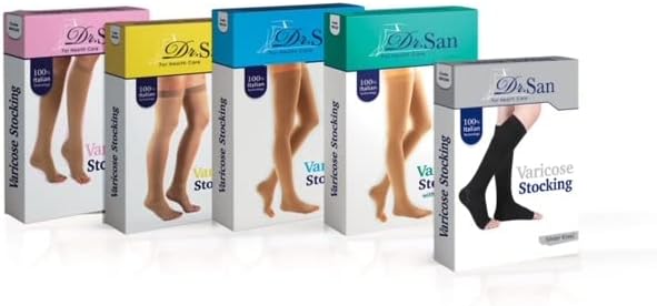 Dr. San Diz Yüksek Uzunluk 20-30 mmHg Sıkıştırma Çorap Erkekler ve Kadınlar için, Kapalı Ayak, siyah 2 Paket