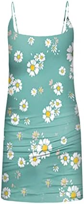 Mini Spagetti Kayışı Elbiseler Kadınlar için Çiçek Baskılı Sundress Backless Plaj Tatil Elbise Kısa Spagetti kemerli