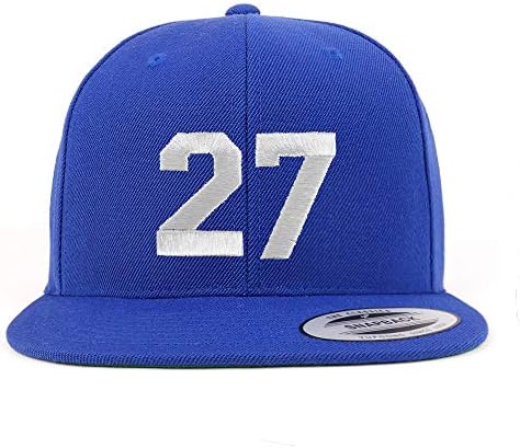 Trendy Giyim Mağazası Numarası 27 Beyaz İplik İşlemeli Düz Fatura Snapback Beyzbol Şapkası