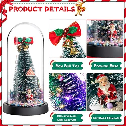 Kubbede 3 Adet Mini Noel Ağacı Kar Akın Masa Üstü 20 LED Işıklı Noel Ağacı Akülü Şişe Fırçası Ağaçları Yapay Noel