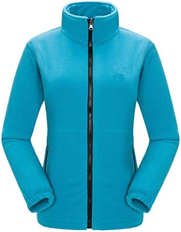 Andongnywell Performans Polar Ceket Kadınlar için Kış Açık Spor Dış Giyim Tam Fermuar Düz Renk Ceket (Mavi,Orta)