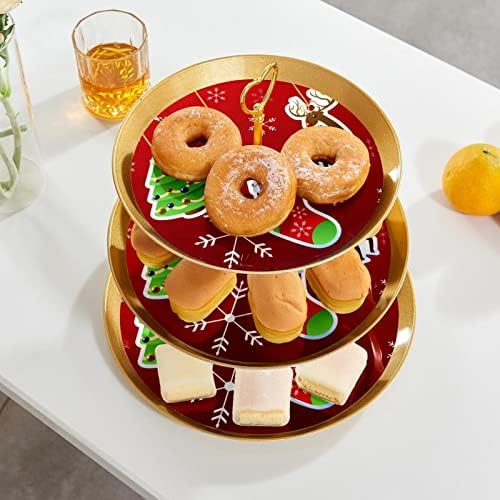 Kek Standları 3 Set, Merry Christmas Tebrik Kartı Kek Ayaklı Ekran Masa Tatlı Cupcake Standı Düğün Bebek Duş Kutlama