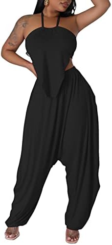 SAMACHICA Artı Boyutu kadın Iki Parçalı Kıyafetler Kapalı Omuz Tops ve Bodycon Uzun Pantolon Set Rahat Eşofman