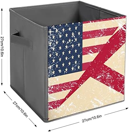 Retro ABD ve Alabama Eyalet Bayrağı eşya kutuları Küpleri Katlanabilir kumaş organizatörler Kolları ile Giysi Çantası