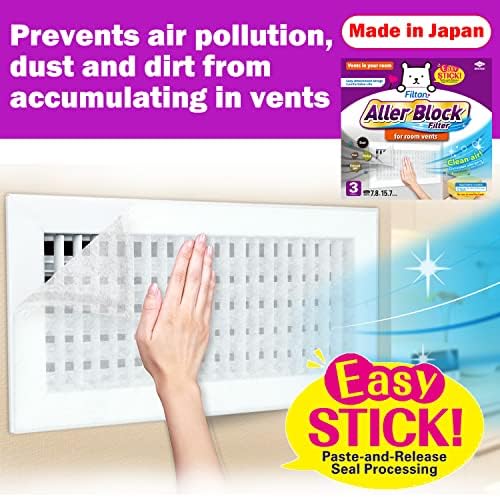 Yapışkanlı Anti Alerjik Havalandırma Filtreleri-3 Adet, 7,8’x 15,7’, Japonya'da Üretilmiştir