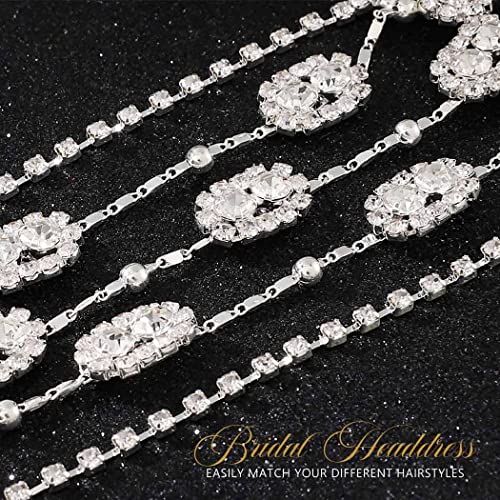 Brinie Rhinestone Saç Zincirleri Gümüş Kafa Zincir Takı Gelin Düğün Bantlar Zincir Gelin Başlığı Takı Alın Zincir