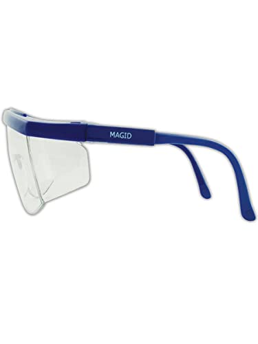 MAGİD Y30BLC Taş Safir Koruyucu Eyewears, şeffaf Lens ve Mavi Çerçeve (Bir Çift)