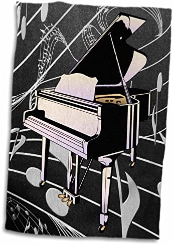 Siyah Müzik Zemin Üzerine 3dRose Art Deco Siyah ve Pembe Piyano - Havlular (twl-39052-1)