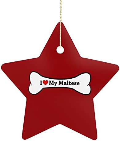 Kemik I Love My Malta Seramik Hatıra Yıldız Noel Süslemeleri Noel Ağacı Asılı Süsleme Desenli Noel Süsler