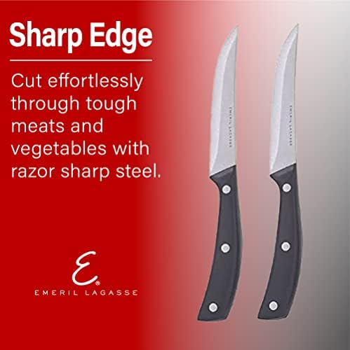 Emeril Lagasse biftek bıçağı Seti 8, 4.5 Paslanmaz Çelik Tırtıklı Bıçaklar, Premium Mutfak biftek bıçağı Seti siyah
