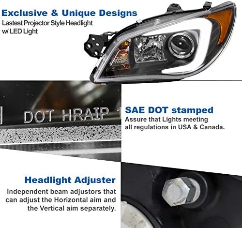 ZMAUTOPARTS LED tüp halojen projektör farlar siyah w / 6 beyaz DRL ışıkları ile uyumlu 2006-2007 Subaru Impreza