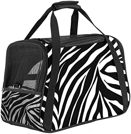 Evcil hayvan taşıyıcı, Yumuşak Taraflı Konfor Taşınabilir Katlanabilir Seyahat evcil hayvan çantası, Beyaz Siyah Zebra