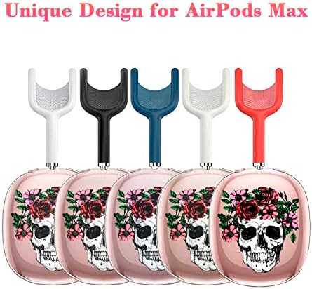 AİDERLOT AirPods Max Şeffaf Kapak Kılıfı, Sevimli Kafatası ve Çiçek Tasarımı,Şeffaf Yumuşak TPU Kılıf Uyumlu AirPods