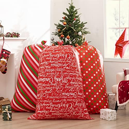 joybest 6 ADET Büyük Noel Hediye Çantaları, Büyük Hediyeler için Dize ve Hediye Etiketi ile 56 x 36 inç Jumbo Dev