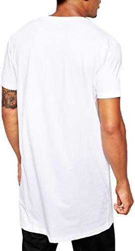 Erkekler için gömlek, F_Gotal erkek Büyük ve Uzun Boylu T-Shirt Moda Yaz Kısa Kollu Düz Renk Slim Fit Casual Tees