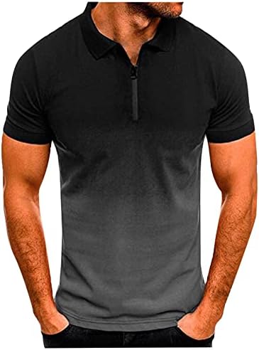 XXBR Erkek polo gömlekler Degrade Fermuar Golf Üstleri Yaz Kısa Kollu Henley Zip Yakalı Spor Kas rahat T Shirt