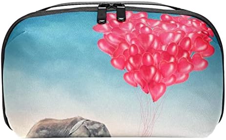 Bayan ve Kız Gri Fil Burun Kırmızı Balonlar Kalp Makyaj Çantası Ferah kozmetik çantası Kılıfı Çanta fermuarlı çanta
