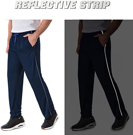 Erkek Sweatpants Rahat Gevşek Fit Yansıtıcı Çizgili koşucu pantolonu Elastik Bel İpli Kapatma Fermuarlı Cepler ile