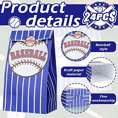 Outus 30 Beyzbol baskı Çıkartmaları ile 30 ADET beyzbol parti Çantaları Beyzbol Goodie Şeker ikram çantaları Beyzbol