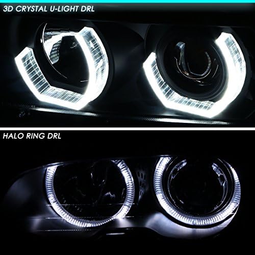 DNA OTOMOBİL HL-3D-X500-BK Siyah Konut 3D LED U Halo Projektör Farlar Değiştirme ile Uyumlu 00-03X5