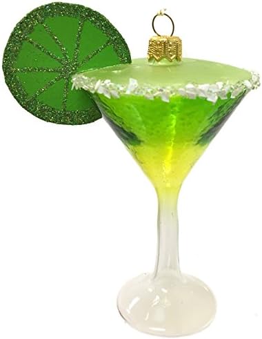 Tuz ve Misket Limonlu Yeşil Margarita Cam Yılbaşı Ağacı Süsü Alkol