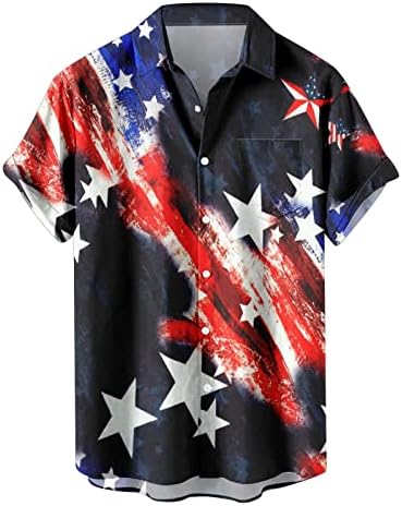 MIASHUI Elbise Gömlek Erkekler erkek Amerikan Bayrağı Vatansever Gömlek Erkekler için 4 Temmuz erkek Kısa Kollu Düğme