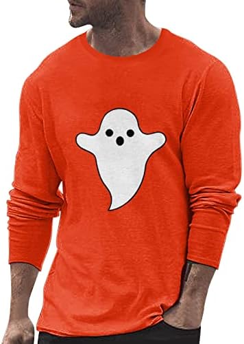Cadılar bayramı Erkek T-Shirt Erkekler Cadılar Bayramı Kabak Baskı T Shirt Bluz Uzun Kollu Yuvarlak Boyun Vintage