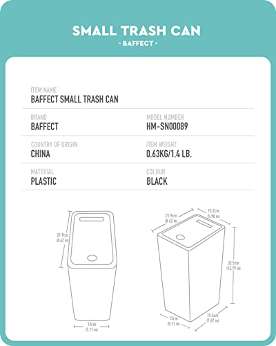 Baffect Mutfak çöp tenekesi kapaklı çöp tenekesi Plastik çöp kutusu Çöp Kovası Banyo Yatak Odası Oturma Odası Ofis-2.1