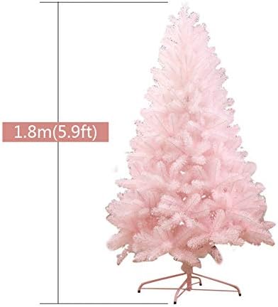 ZPEE Pembe 6ft Noel Ağacı, Yapay Malzeme PVC Çam Ağacı Metal Standı ile Montajı kolay noel dekorasyonları Menteşeli