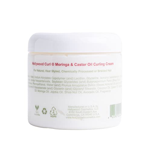 Hollywood Curl Moringa ve Hint Yağı ile Aşılanmış Bukle Kremi-Kadınlar ve Erkekler için-Dalgalı, Kıvırcık Saç Kontrolü-Vitamin