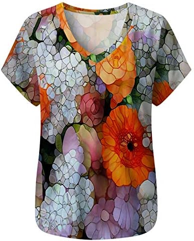 Neartime kadın kısa kollu gömlek yuvarlak Boyun T-Shirt Boho Çiçek Baskı Bluz Casual Tops