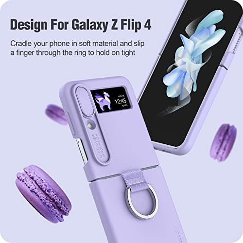 Nillkin Samsung Galaxy Z Flip 4 Kılıf Dahili Slayt Kamera Lens Kapağı, Halkalı Flip 4 Kılıf Silikon Koruyucu İnce