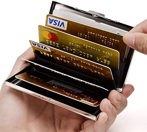 (2 Takım Paketi) - RFID kredi kart tutucu Koruyucu Metal kredi kartı cüzdanı İş kart tutucu Erkekler Kadınlar için