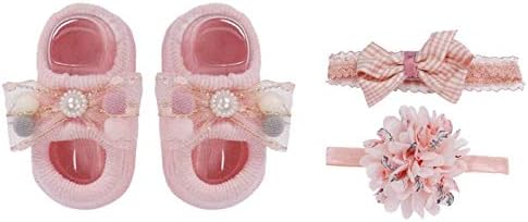 Kaerm Yenidoğan Bebek Kız Çiçek Dantel Yay Bantlar Seti İlmek Dantel Jane Çorap Hediye Seti