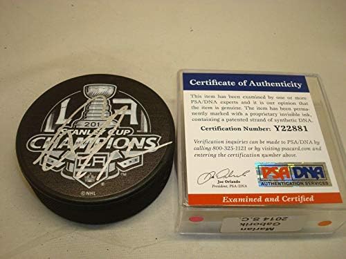 Marian Gaborik İmzalı Kings Stanley Kupası Şampiyonlar Hokey Diski Otomatik PSA / DNA COA 1A İmzalı NHL Diskleri