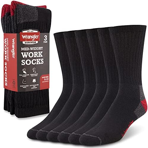 Wrangler Mens Med ağırlık açık çorap boyutu 6-12-yastık iş çorap erkekler için