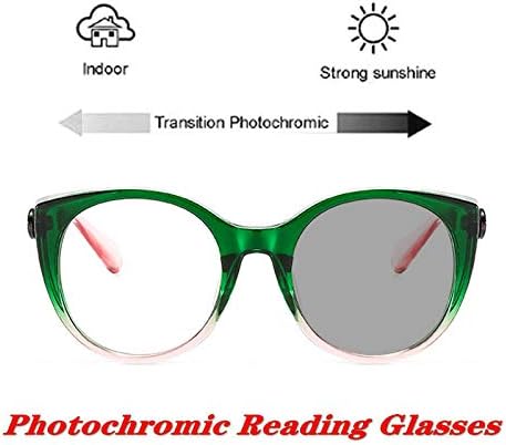 laureles / Fotokromik okuma gözlüğü Kadınlar Vintage Yeşil Pembe Gözlük Gözlük Çerçevesi Geçiş Güneş Gözlüğü