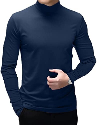 Rela Bota Erkek moda tişörtler Mock Balıkçı Yaka Fanilalar termal iç çamaşır Uzun Kollu Slim Fit Streç Temel Kazak