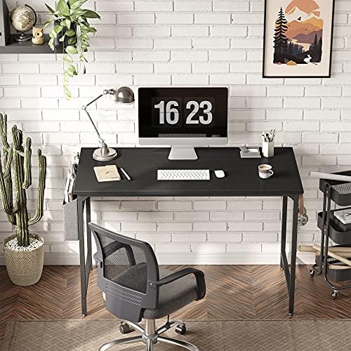 CubiCubi Bilgisayar Masası 32 Çalışma yazı masası Ev Ofis için, Modern Basit Tarzı PC Masası, Siyah Metal Çerçeve,