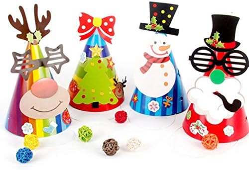 NUOBESTY Noel Baba Şapka 4 adet Parti Koni Şapka Noel Koni Şapka Komik noel şapkaları Noel Fotoğraf Sahne Kostüm Aksesuarları
