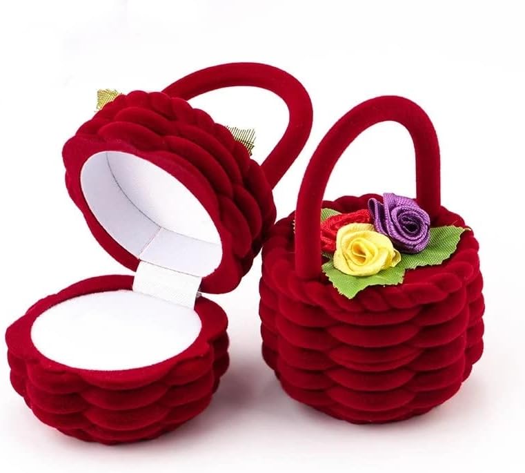 WETYG Sevimli Çiçek sepeti Kadife Düğün Nişan Yüzüğü Kutusu Hediye kutu tutucu Küpe kolye teşhir standı Takı çantası