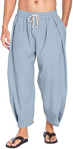 MIASHUI Teknoloji Pantolon Erkek Rahat Düz Pantolon Dokuma Geniş Bacak Pantolon Pilili Cep İpli Pantolon Pantolon