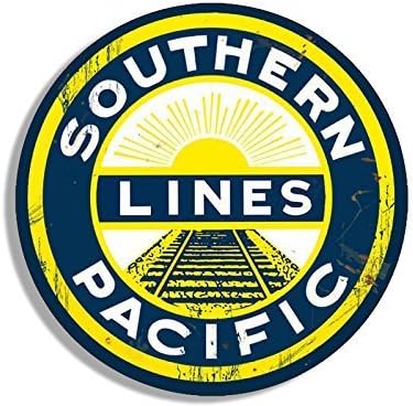 GHaynes Dağıtım Yuvarlak Vintage Güney Hatları Pasifik Demiryolu Sticker Çıkartması (Ray rr Demiryolu Tren) 4x4 inç
