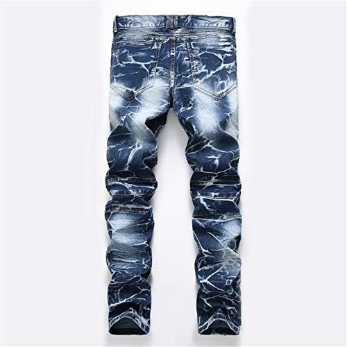 Andongnywell erkek Tahrip Slim Fit Düz Biker Jeans Adam Sıkıntılı Denim Pantolon Zip Cep ile