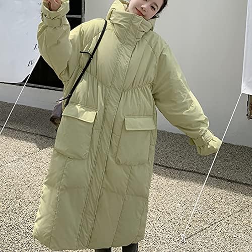 Kulywon Kadın Aşağı Pamuk Mujer Abrigos Invierno Kapşonlu Sıcak Ceket Gevşek Siyah Kış Rüzgar Geçirmez Uzun Uzun Bayan