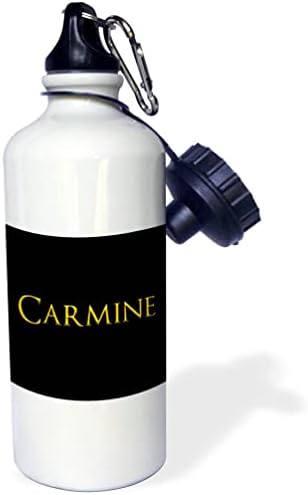 3dRose Carmine Amerika'da Yaygın Erkek Bebek Adı. Siyah Muska Üzerine Sarı - Su Şişeleri (wb_355707_1)