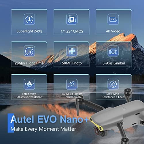 Autel Robotics EVO Nano + Premium Paket, 4K RYYB Kameralı 249g Mini Drone, Coğrafi Çit Yok, PDAF + CDAF Odak, 3 Eksenli